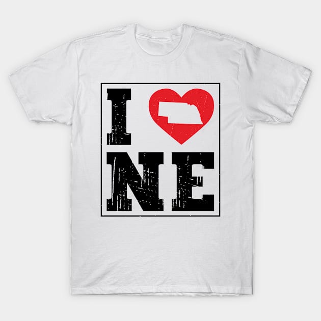 Funny I Heart Love NE Nebraska City Map Classic Vintage I Love NE T-Shirt by Art master